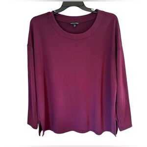 Banana Republic Soft Round Neck Relaxed Fit Burgundy Women’s Pullover Top Sz XL